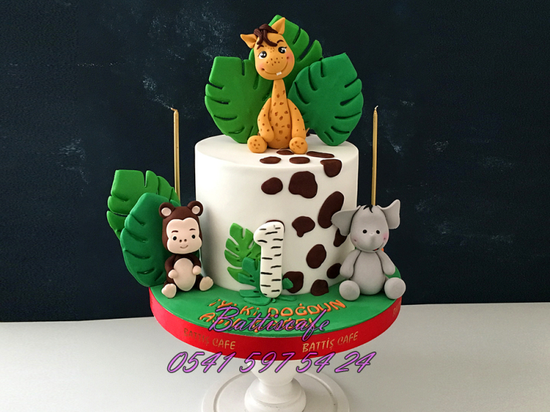 Safari Temalı 1 Yaş Doğum günü Pastası