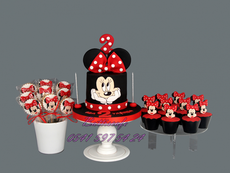 Minnie Mause Temalı 2 Yaş Pastası