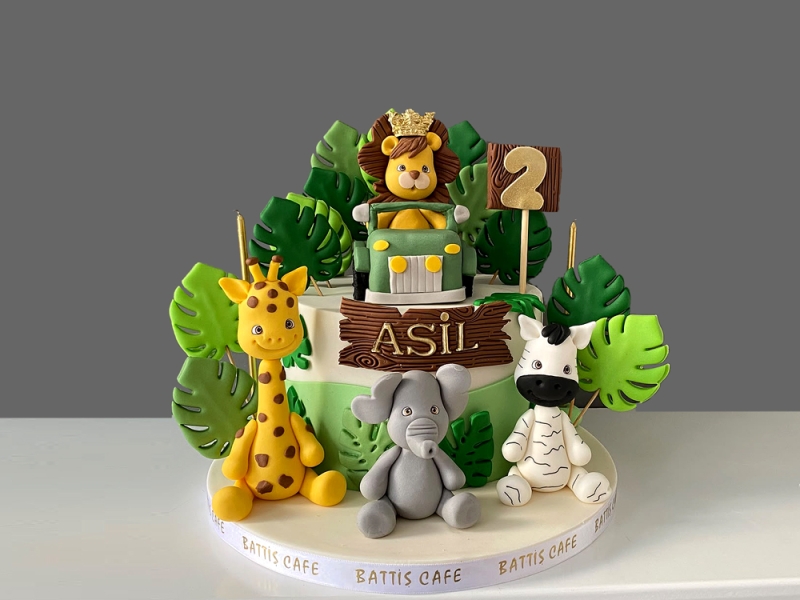 Safari Temalı 2 Yaş Doğum günü Pastası